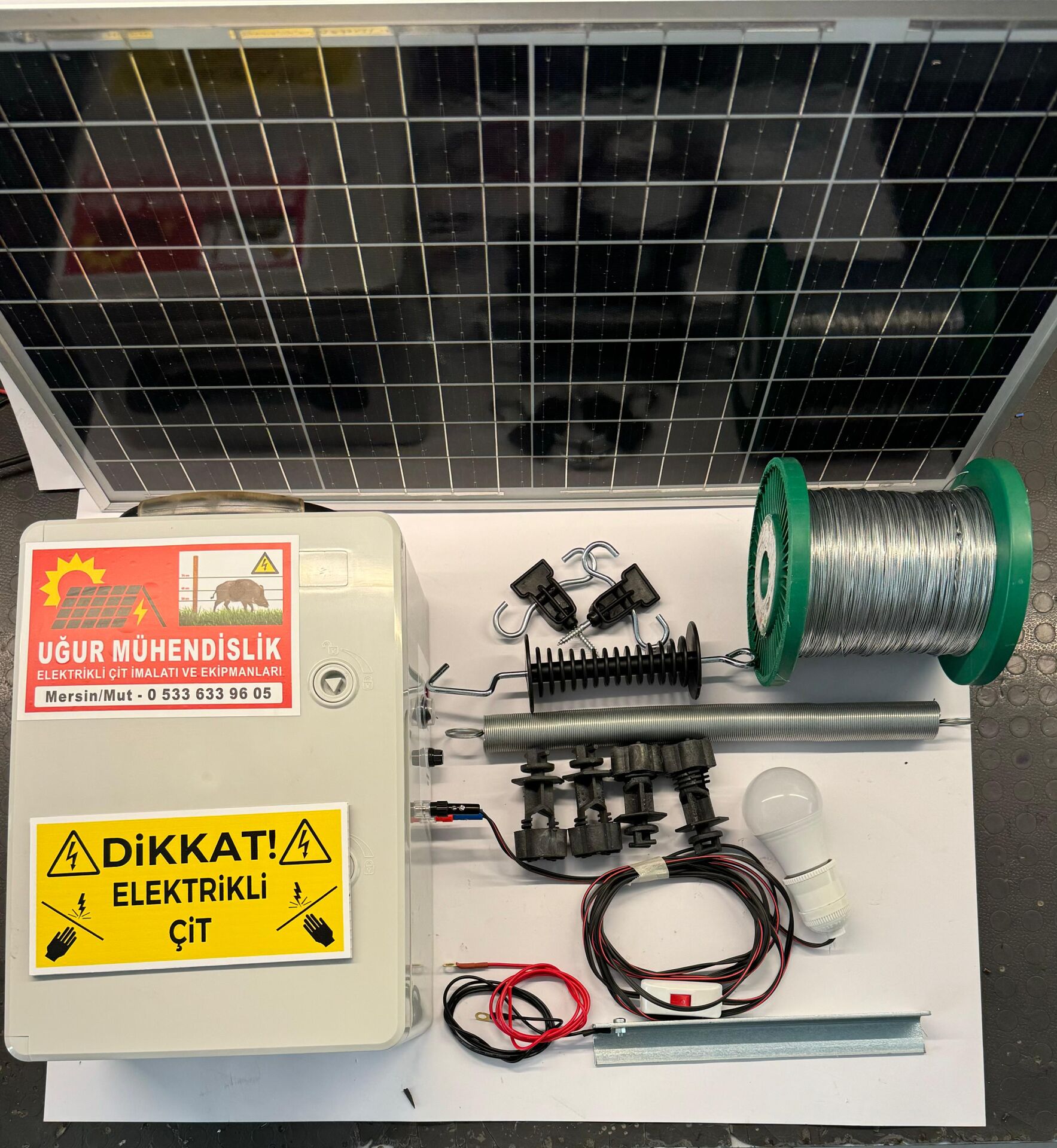 Domuz , Ayı Kovucu Elektrikli Çit Seti (24AH , SET-1) 500m Galvaniz Tel Seçeceğiniz İzolatör